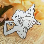 white and silver angel enamel pin