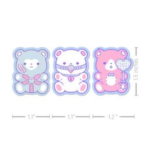 stickers of 3 pastel bears with bdsm gear