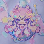 holographic sticker of neko with a gag and handcuff