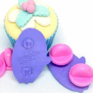 pastek eyes doll enamel pin with stars and rainbow backside