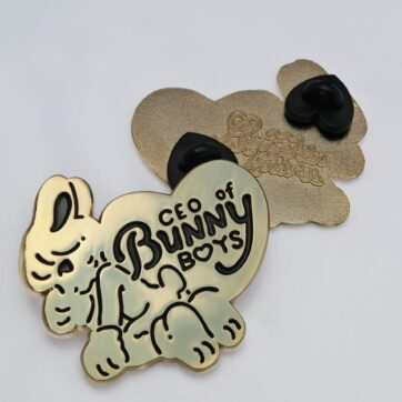 gold ceo of bunny boy enamel pin by Pumpkinknives